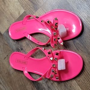 Pink Studded Bow Jelly Sandals
